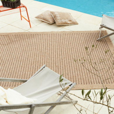 Tapis extérieur - 200x290cm - naturel - 100% polypropylène résistant aux UV - 1400 gr/m²