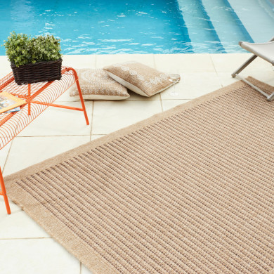Tapis extérieur - 240x340cm - naturel - 100% polypropylène résistant aux UV - 1400 gr/m²