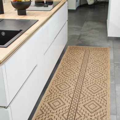 Tapis extérieur - 80x300cm - naturel - 100% polypropylène résistant aux UV - 1400 gr/m²