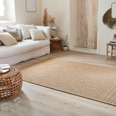 Tapis extérieur - 200x290cm - naturel - 100% polypropylène résistant aux UV - 1400 gr/m²