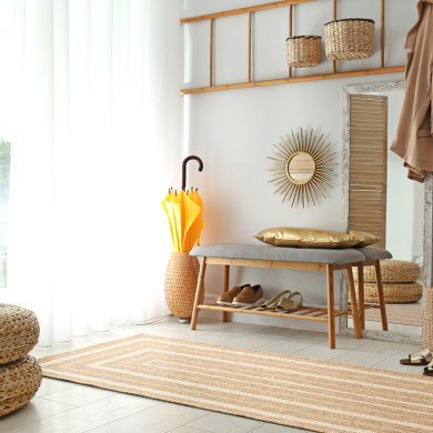 Tapis extérieur - 80x150cm - naturel - 100% polypropylène résistant aux UV - 1400 gr/m²