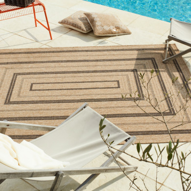 Tapis extérieur - 200x290cm - naturel - 100% polypropylène résistant aux UV - 1400 gr/m²