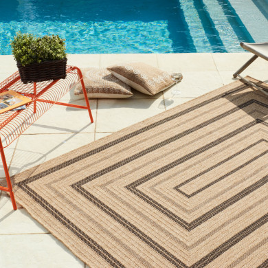 Tapis extérieur - 200x290cm - naturel - 100% polypropylène résistant aux UV - 1400 gr/m²