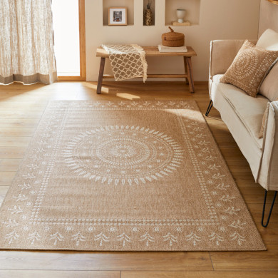 Tapis extérieur - 160x230cm - naturel - 100% polypropylène résistant aux UV - 1400 gr/m²