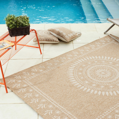 Tapis extérieur - 160x230cm - naturel - 100% polypropylène résistant aux UV - 1400 gr/m²