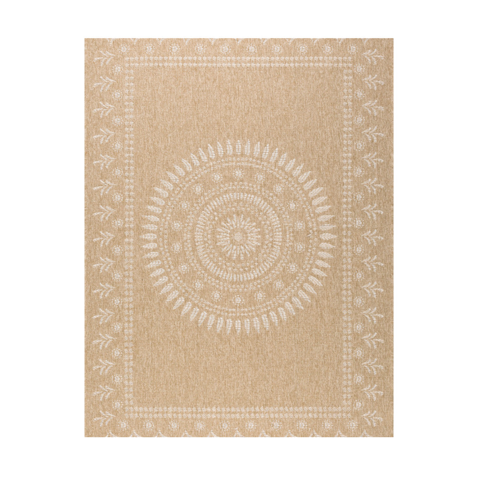 Tapis extérieur - 200x290cm - naturel - 100% polypropylène résistant aux UV - 1400 gr/m²