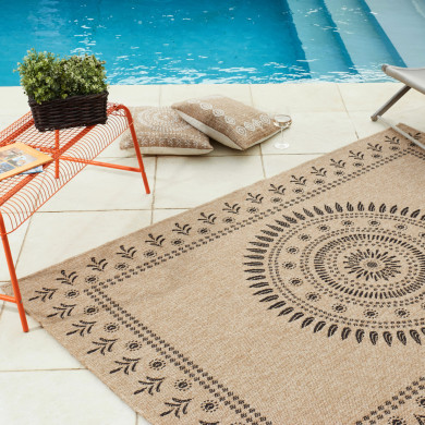 Tapis extérieur - 160x230cm - naturel - 100% polypropylène résistant aux UV - 1400 gr/m²