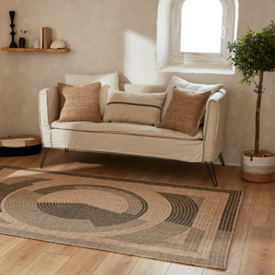 Tapis extérieur - 200x290cm - naturel - 100% polypropylène résistant aux UV - 1400 gr/m²