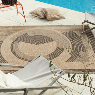 Tapis extérieur - 200x290cm - naturel - 100% polypropylène résistant aux UV - 1400 gr/m²