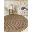 Tapis extérieur rond - 160cm - naturel - 100% polypropylène résistant aux UV - 1400 gr/m²