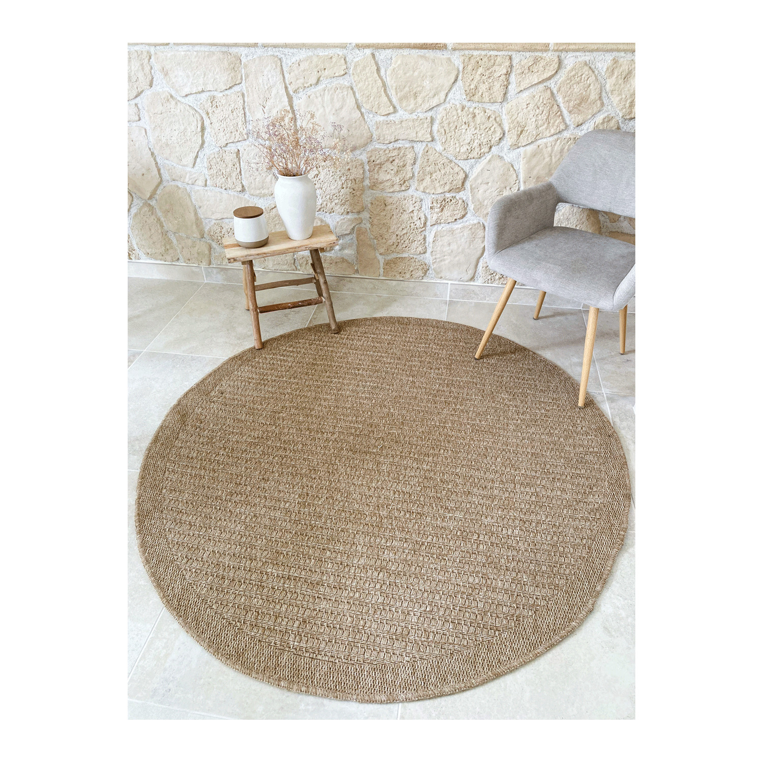 Carpet City Tapis Résistant Aux Intempéries - Gris - 200 X 200 Cm Rond Bordure Tapis Impermable Pour Balcon Terrasse Jardin Cuisine  187cf818 5149 59f4 910a 7282f0f1ae0e