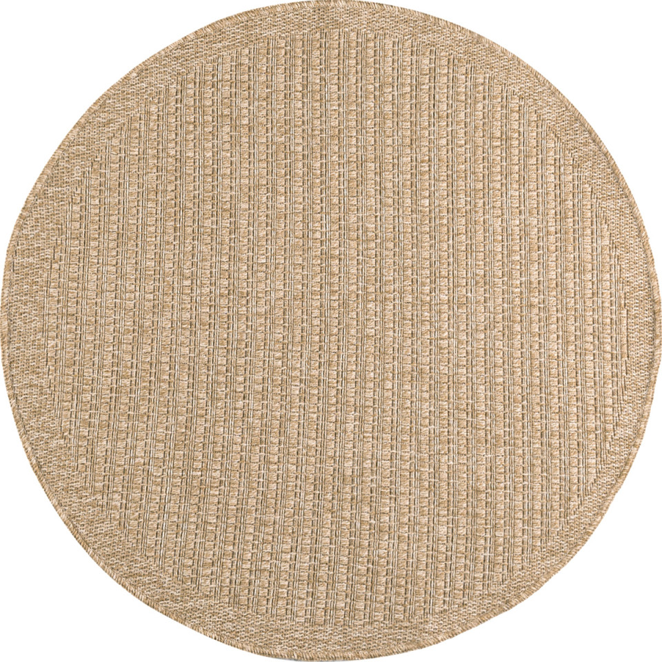 Tapis extérieur rond - 80cm - naturel - 100% polypropylène résistant aux UV - 1400 gr/m²