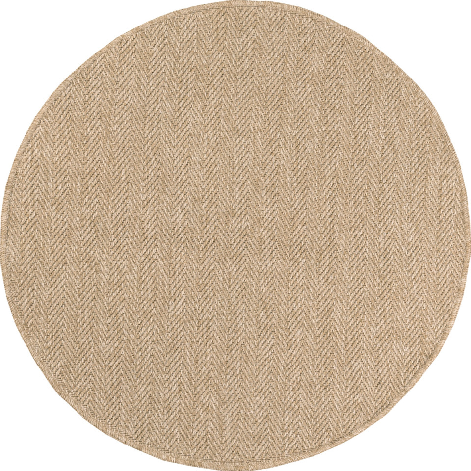 Tapis extérieur rond - 160cm - naturel - 100% polypropylène résistant aux UV - 1400 gr/m²