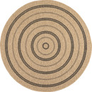 Tapis extérieur rond - 120cm - naturel - 100% polypropylène résistant aux UV - 1400 gr/m²