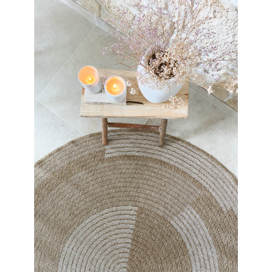 Tapis extérieur rond - 80cm - naturel - 100% polypropylène résistant aux UV - 1400 gr/m²