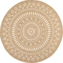 Tapis extérieur rond - 120cm - naturel - 100% polypropylène résistant aux UV - 1400 gr/m²