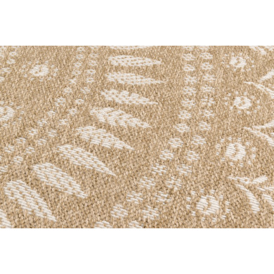 Tapis extérieur rond - 120cm - naturel - 100% polypropylène résistant aux UV - 1400 gr/m²