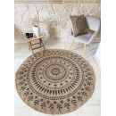 Tapis extérieur rond - 160cm - naturel - 100% polypropylène résistant aux UV - 1400 gr/m²