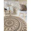 Tapis extérieur rond - 160cm - naturel - 100% polypropylène résistant aux UV - 1400 gr/m²