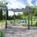 Tonnelle/Pergola aluminium 3x3m toile coulissante rétractable - Gris Anthracite