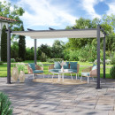 Tonnelle/Pergola aluminium 3x4m toile coulissante rétractable - Gris Ecru