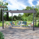 Tonnelle/Pergola aluminium 3x4m toile coulissante rétractable - Gris