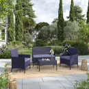 Salon de jardin résine tressée Noir/Gris - ensemble 4 places - Canapé + Fauteuil + Table