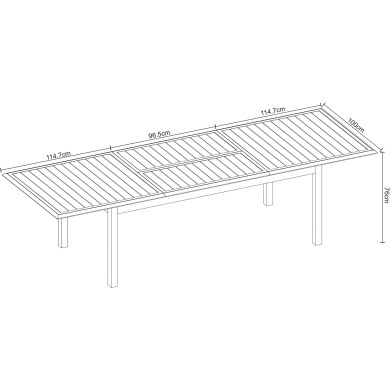 Table de jardin extensible aluminium 220/320cm + 10 Fauteuils empilables textilène Gris Anthracite - ANDRA XL