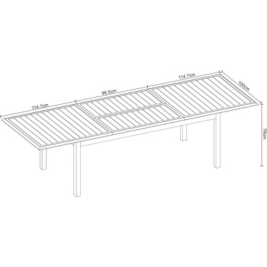Table de jardin extensible aluminium 220/320cm + 12 fauteuils empilables textilène Gris Anthracite