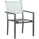 Ensemble Table de jardin extensible aluminium 135/270cm + 10 Fauteuils empilables corde Anthracite et vert d'eau