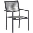 Ensemble Table de jardin extensible aluminium 135/270cm + 8 Fauteuils empilables corde Anthracite et orange