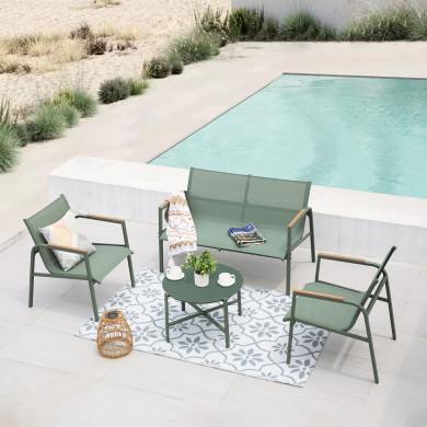Salon de Jardin Camille - Ensemble de 4 places - Vert -  Avril Paris