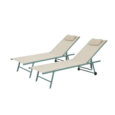 Lot de de 2 Bains de soleil - Vert Beige- Sunny - Avril Paris