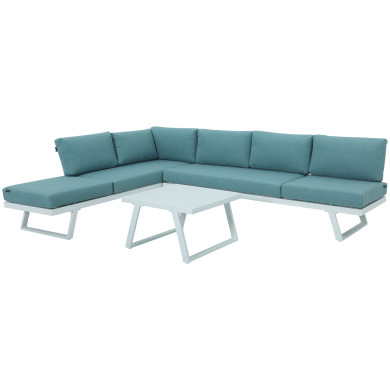 Salon de jardin fonctionnel modulable en aluminium design - blanc vert