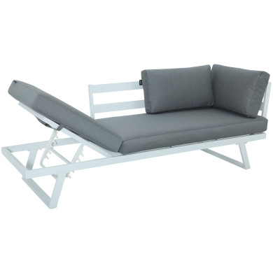 Salon de jardin fonctionnel modulable en aluminium design - blanc gris