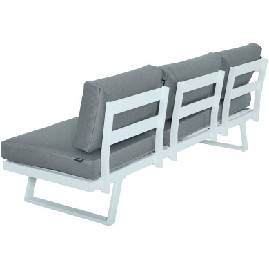 Salon de jardin fonctionnel modulable en aluminium design - blanc gris