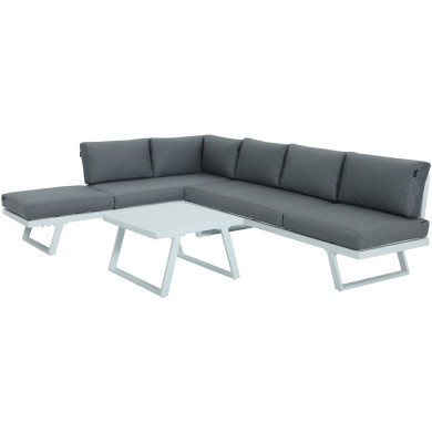 Salon de jardin fonctionnel modulable en aluminium design - blanc gris