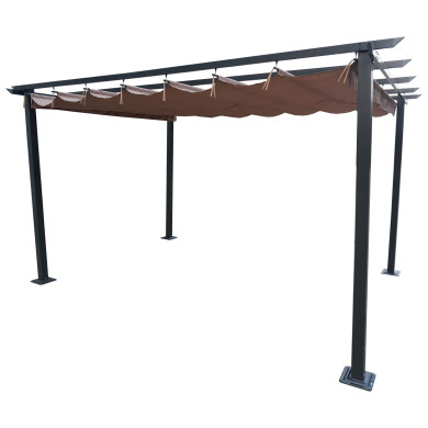 Tonnelle/Pergola en aluminium 3x4m toile coulissante rétractable - anthracite taupe