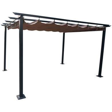 Tonnelle/Pergola en aluminium 3x4m toile coulissante rétractable - anthracite taupe