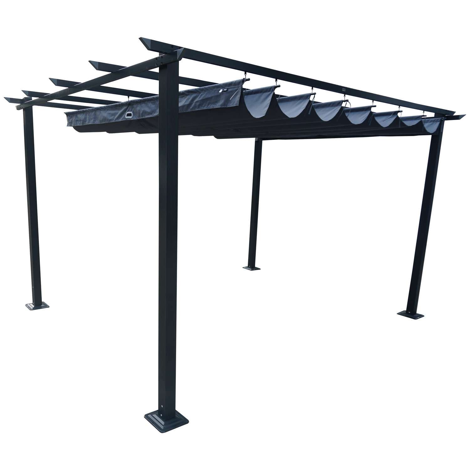 Tonnelle Pergola 3x4m Avec Toile Coulissante R tractable Anthracite Tonnelle pergola 3x4m avec toile coulissante r tractable anthracite