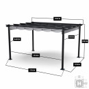 Tonnelle/Pergola en aluminium 3x4m toile coulissante rétractable - Gris