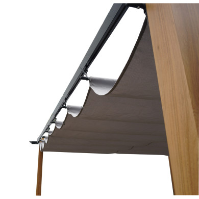 Tonnelle/Pergola en aluminium 3x4m toile coulissante rétractable - bois et gris