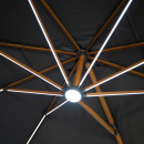 Parasol déporté LED 3x4m rectangle en aluminium housse incluse- rotatif 360° - Bois / Anthracite