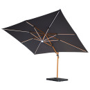 Parasol déporté LED 3x4m rectangle en aluminium housse incluse- rotatif 360° - Bois / Anthracite