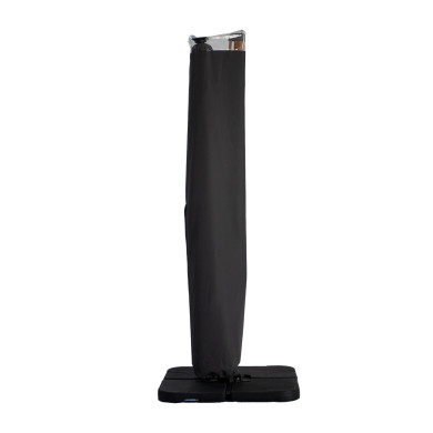 Parasol déporté LED 3x4m rectangle en aluminium housse incluse- rotatif 360° - Bois / Anthracite