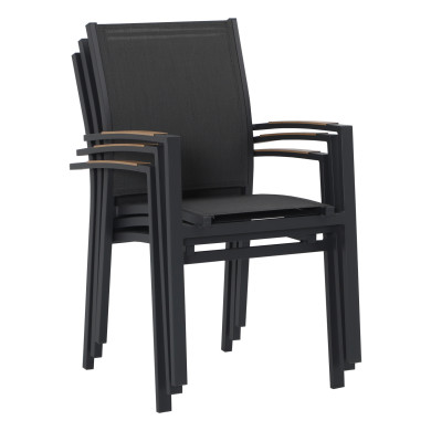 Table de jardin extensible aluminium 135/270cm + 8 fauteuils empilables textilène Gris Anthracite