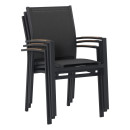 Table de jardin extensible aluminium 220/320cm + 12 Fauteuils empilables textilène Gris Anthracite