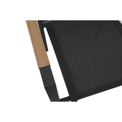 Table de jardin extensible aluminium 220/320cm + 12 Fauteuils empilables textilène Gris Anthracite