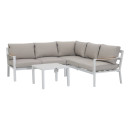 Salon de jardin d'angle design en aluminium 5 places - blanc beige