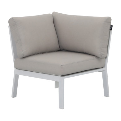 Salon de jardin d'angle design en aluminium 5 places - blanc beige